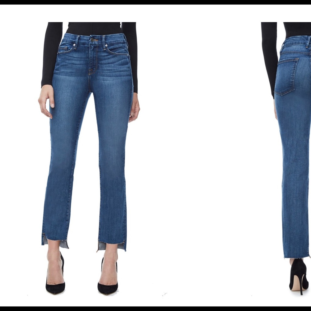 Good American Straight Raw Hem High Waist